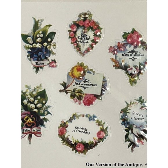 NOS Vtg 1980s Victorian Floral Embossed stickers - Picture 5 of 7